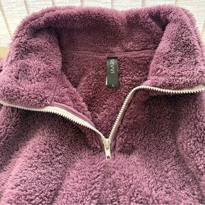 Savvi Quarter Zippered Sweatshirt; Purple; Large
